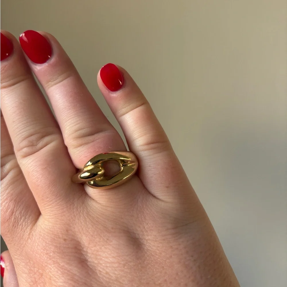 Uno de 50 Sew-Me ring, gold plated, new